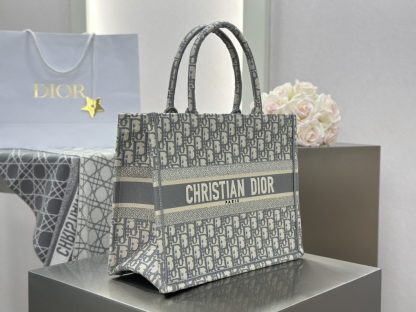  Dior Medium Dior Book Tote Ecru and Gray Dior Oblique Embroidery #3265 - Image 2
