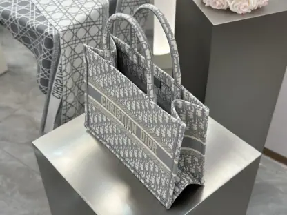  Dior Medium Dior Book Tote Ecru and Gray Dior Oblique Embroidery #3265 - Image 5