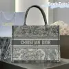 Replica Medium Dior Book Tote Ecru and Gray Toile de Jouy Embroidery #3272