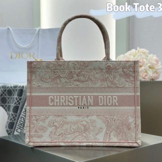 Replica Medium Dior Book Tote Ecru and Pink Toile de Jouy Embroidery #3271