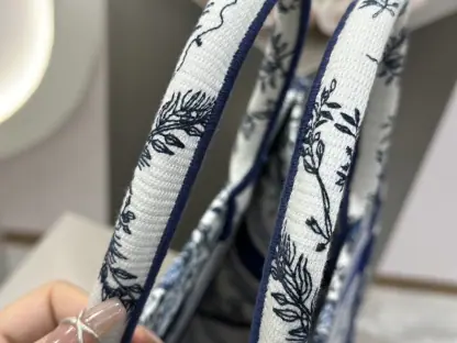  Medium Dior Book Tote White and Navy Blue Toile de Jouy Soleil Embroidery #3274 - Image 2