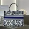  Medium Dior Book Tote White and Navy Blue Toile de Jouy Soleil Embroidery #3274 - Image 6