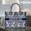Replica Medium Dior Book Tote White and Navy Blue Toile de Jouy Soleil Embroidery #3274