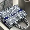  Medium Dior Book Tote White and Navy Blue Toile de Jouy Soleil Embroidery #3274 - Image 7