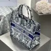  Medium Dior Book Tote White and Navy Blue Toile de Jouy Soleil Embroidery #3274 - Image 8