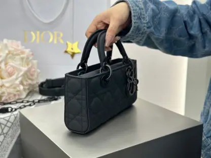  Dior Small Lady D-Joy Bag Ultramatte Black Cannage Calfskin #3286 - Image 9