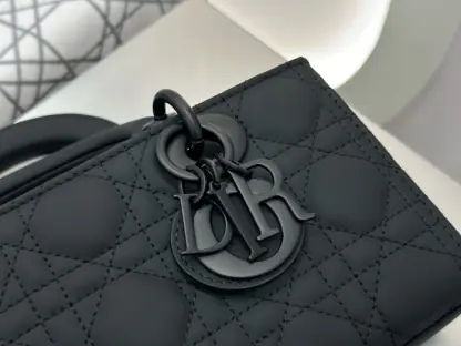  Dior Small Lady D-Joy Bag Ultramatte Black Cannage Calfskin #3286 - Image 10