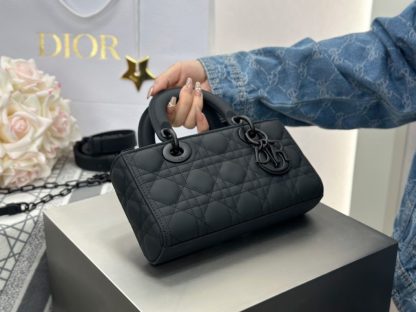  Dior Small Lady D-Joy Bag Ultramatte Black Cannage Calfskin #3286 - Image 12