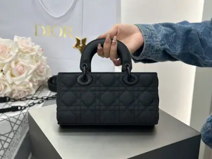  Dior Small Lady D-Joy Bag Ultramatte Black Cannage Calfskin #3286 - Image 14