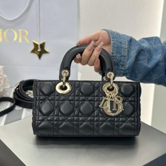Replica Small Lady D-Joy Bag Black Cannage Lambskin #3283
