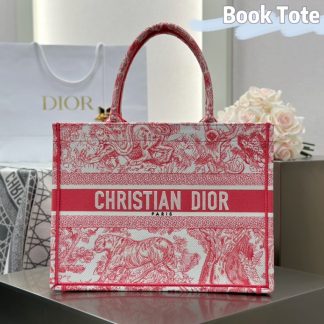 Replica Medium Dioriviera Dior Book Tote Candy Pink Toile de Jouy Embroidery #3269
