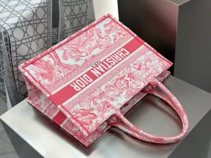  Medium Dioriviera Dior Book Tote Candy Pink Toile de Jouy Embroidery #3269 - Image 4
