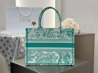  Medium Dioriviera Dior Book Tote Aquamarina Toile de Jouy Embroidery #3270 - Image 3