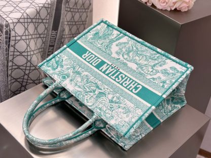  Medium Dioriviera Dior Book Tote Aquamarina Toile de Jouy Embroidery #3270 - Image 5