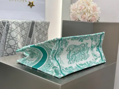  Medium Dioriviera Dior Book Tote Aquamarina Toile de Jouy Embroidery #3270 - Image 6