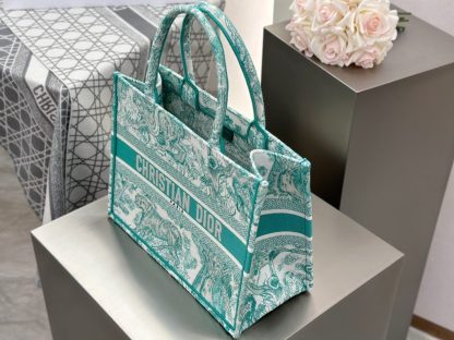  Medium Dioriviera Dior Book Tote Aquamarina Toile de Jouy Embroidery #3270 - Image 7