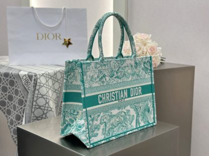  Medium Dioriviera Dior Book Tote Aquamarina Toile de Jouy Embroidery #3270 - Image 8