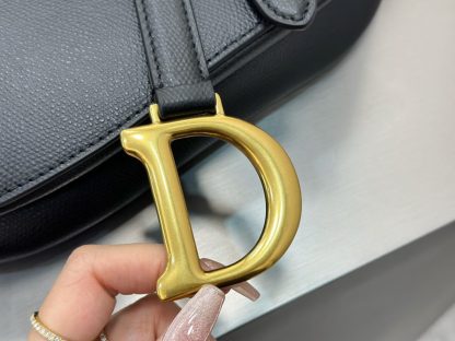  Saddle Bag with Strap Black Grained Calfskin #3258 - Image 9
