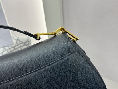  Saddle Bag with Strap Black Grained Calfskin #3258 - Image 2