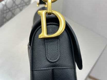  Saddle Bag with Strap Black Grained Calfskin #3258 - Image 4