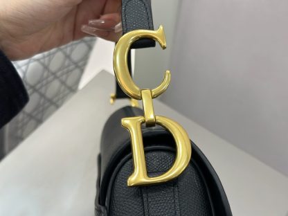  Saddle Bag with Strap Black Grained Calfskin #3258 - Image 5