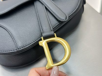  Mini Saddle Bag with Strap Black Grained Calfskin #3259 - Image 16