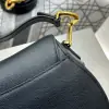  Mini Saddle Bag with Strap Black Grained Calfskin #3259 - Image 5