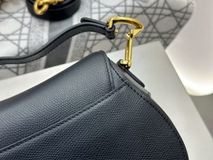  Mini Saddle Bag with Strap Black Grained Calfskin #3259 - Image 5