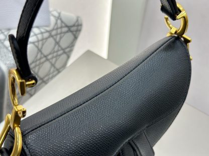  Mini Saddle Bag with Strap Black Grained Calfskin #3259 - Image 7