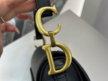  Mini Saddle Bag with Strap Black Grained Calfskin #3259 - Image 8