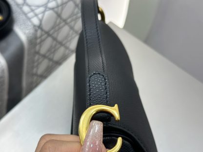  Mini Saddle Bag with Strap Black Grained Calfskin #3259 - Image 9
