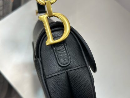  Mini Saddle Bag with Strap Black Grained Calfskin #3259 - Image 3