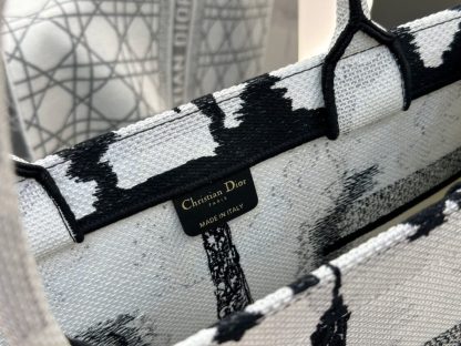  Medium Dior Book Tote White and Black Paris Embroidery #3267 - Image 11