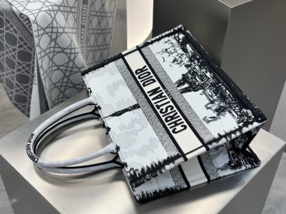  Medium Dior Book Tote White and Black Paris Embroidery #3267 - Image 15