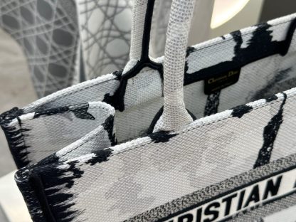  Medium Dior Book Tote White and Black Paris Embroidery #3267 - Image 5