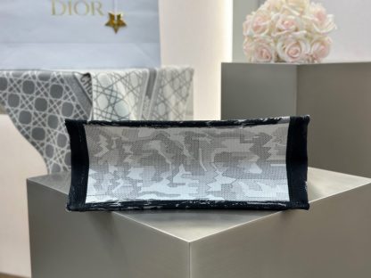  Medium Dior Book Tote White and Black Paris Embroidery #3267 - Image 3