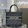 Replica Small Dior Book Tote Ecru and Blue Dior Oblique Embroidery #3275