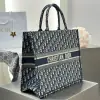  Large Dior Book Tote Ecru and Blue Dior Oblique Embroidery #3268 - Image 5