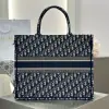  Large Dior Book Tote Ecru and Blue Dior Oblique Embroidery #3268 - Image 6