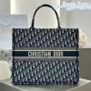 Replica Large Dior Book Tote Ecru and Blue Dior Oblique Embroidery #3268