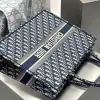  Large Dior Book Tote Ecru and Blue Dior Oblique Embroidery #3268 - Image 8