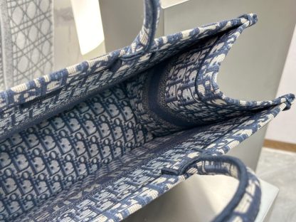  Large Dior Book Tote Ecru and Blue Dior Oblique Embroidery #3268 - Image 3