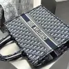  Large Dior Book Tote Ecru and Blue Dior Oblique Embroidery #3268 - Image 9