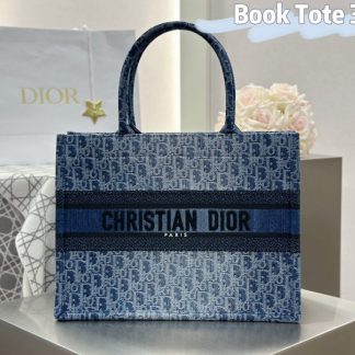 Replica Dior Medium Dior Book Tote Blue Denim Dior Oblique Jacquard #3263
