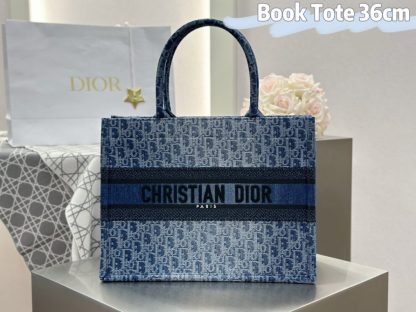 Replica Dior Medium Dior Book Tote Blue Denim Dior Oblique Jacquard #3263
