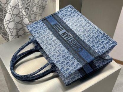  Dior Medium Dior Book Tote Blue Denim Dior Oblique Jacquard #3263 - Image 9