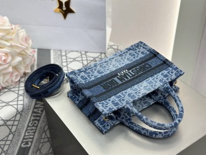 Mini Dior Book Tote Blue Denim Dior Oblique Jacquard #3277 - Image 3