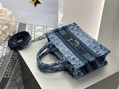  Mini Dior Book Tote Blue Denim Dior Oblique Jacquard #3277 - Image 2