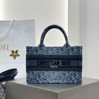 Replica Mini Dior Book Tote Blue Denim Dior Oblique Jacquard #3277