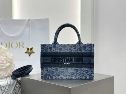 Replica Mini Dior Book Tote Blue Denim Dior Oblique Jacquard #3277